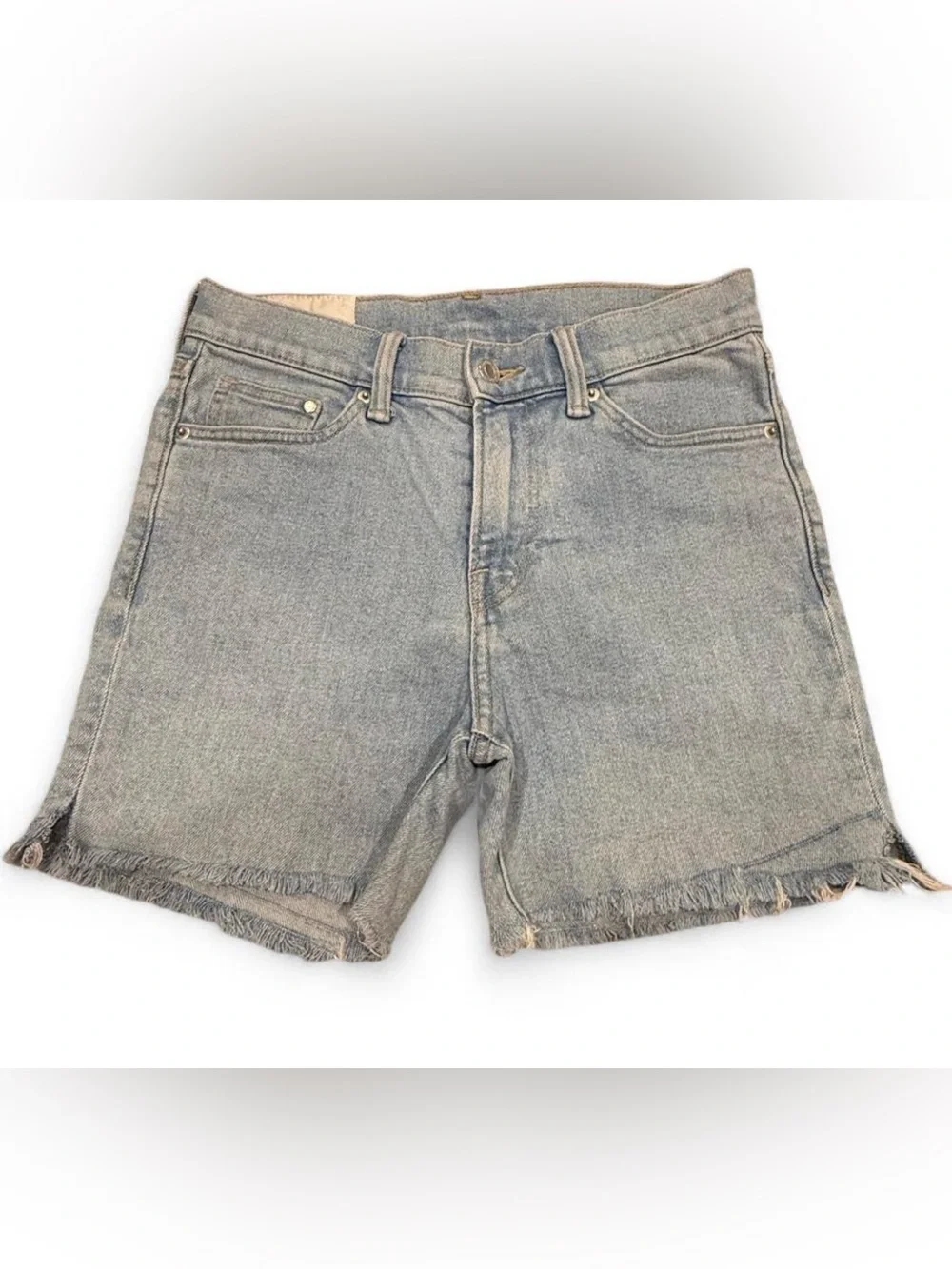 H&M Light Wash Frayed Hem Denim Shorts